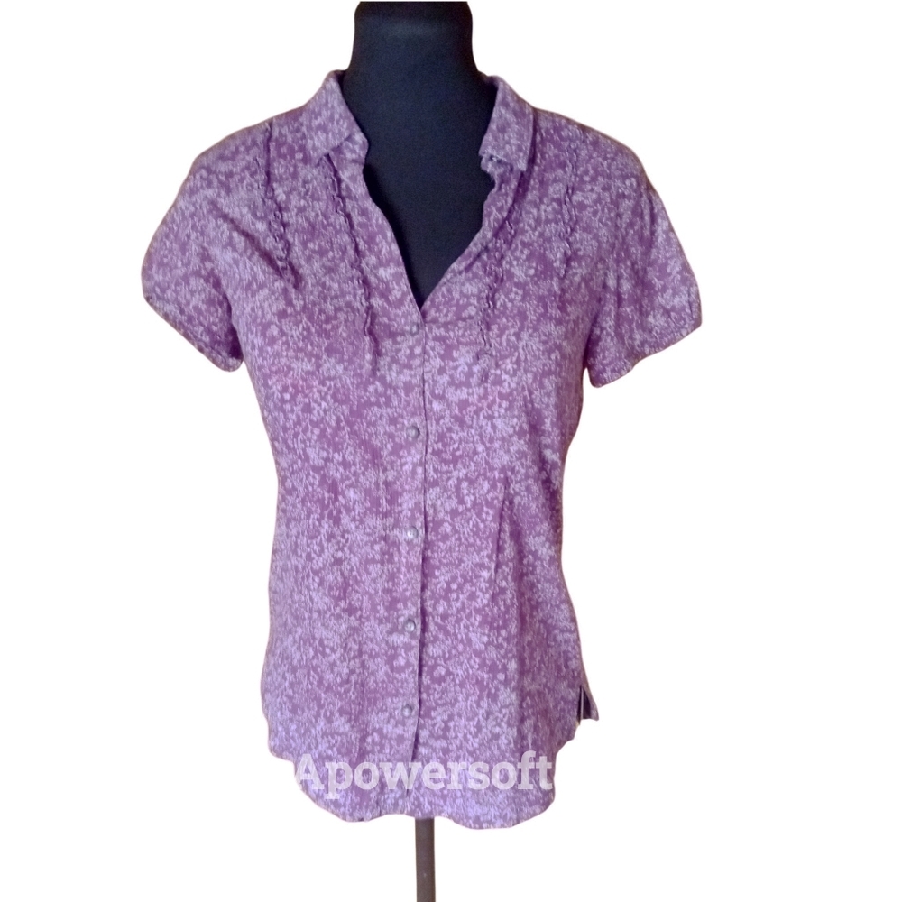 Floral Ruffle Trim Button front